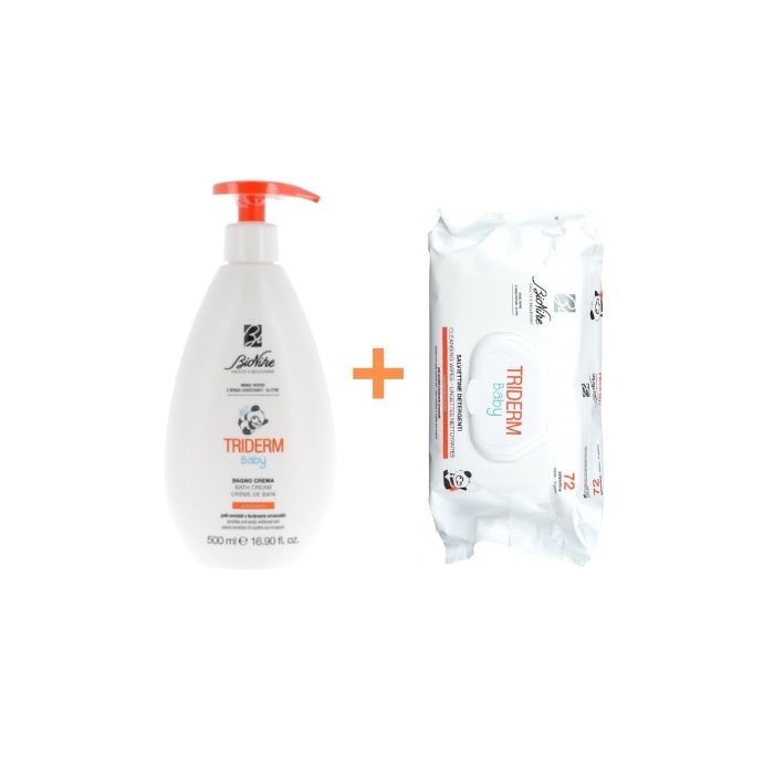 TRIDERM BABY BIPACK BAGNO CREMA 500 ML + SALVIETTINE 72 PEZZI - Farmacia Artemisia di Montecuollo Dott. Angelo snc