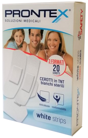 CEROTTO PRONTEX WHITE STRIPS IN TESSUTO NON TESSUTO BIANCO STERILE 3 FORMATI 20 PEZZI - Farmacia Artemisia di Montecuollo Dott. Angelo snc