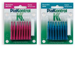PLAKKONTROL SCOVOLINO MINI 0,6 MM 8 PEZZI + MANICO - Farmacia Artemisia di Montecuollo Dott. Angelo snc