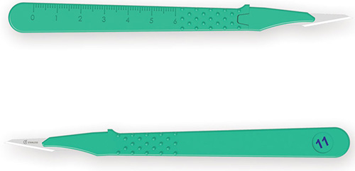 BISTURI MONOUSO E STERILE NUMERO 11. LAMA IN ACCIAIO INOX SALDATA ALL'INTERNO DI UN MANICO IN ABS LEGGERO ED ERGONOMICO. ASSICURANO AFFILATURA E UN PERFETTO CONTROLLO DEL TAGLIO - Farmacia Artemisia di Montecuollo Dott. Angelo snc