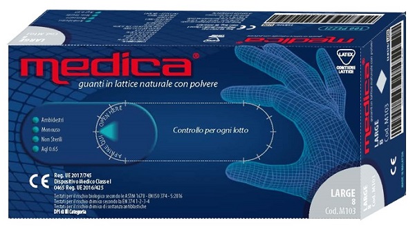 MEDICA GUANTO LATTICE N/STERILE CON POLVERE DM MISURA L 100 PEZZI - Farmacia Artemisia di Montecuollo Dott. Angelo snc