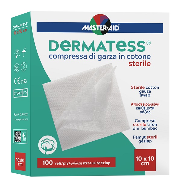 GARZA COMPRESSA MASTER-AID DERMATESS COTONE 10X10CM 100 PEZZI - Farmacia Artemisia di Montecuollo Dott. Angelo snc