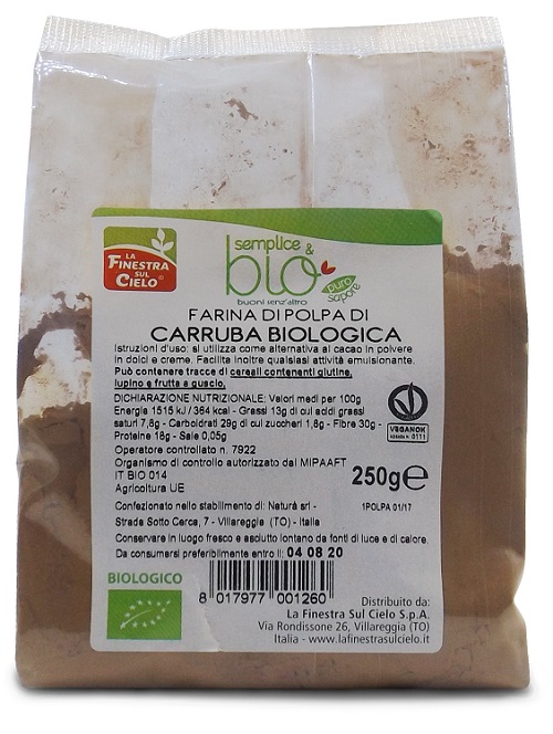 POLPA DI CARRUBA FARINA BIO 250 G - Farmacia Artemisia di Montecuollo Dott. Angelo snc