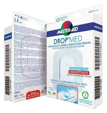 MEDICAZIONE COMPRESSA AUTOADESIVA DERMOATTIVA IPOALLERGENICA AERATA MASTER-AID DROP MED 10X12 5 PEZZI - Farmacia Artemisia di Montecuollo Dott. Angelo snc