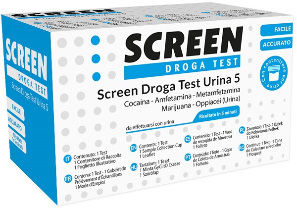 SCREEN DROGA TEST 5 DROGHE TEST ANTIDROGA CON CONTENITORE URINA - Farmacia Artemisia di Montecuollo Dott. Angelo snc