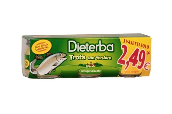 DIETERBA OMOGENEIZZATO TROTA 3 PEZZI 80 G - Farmacia Artemisia di Montecuollo Dott. Angelo snc