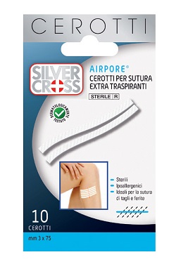 CEROTTO SILVER CROSS SUT AIRPORE 3X75 MM 10 PEZZI - Farmacia Artemisia di Montecuollo Dott. Angelo snc