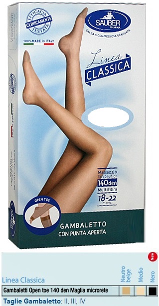 SAUBER GAMBALETTO OPEN TOE MAGLIA MICRORETE 140 DEN COLORE NEUTRO BEIGE TAGLIA 3 LINEA CLASSICA - Farmacia Artemisia di Montecuollo Dott. Angelo snc