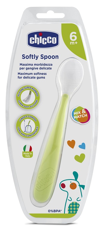 CHICCO CUCCHIAIO MORBIDO SILICONE 6M+ VERDE UP - Farmacia Artemisia di Montecuollo Dott. Angelo snc
