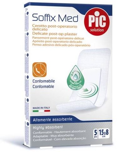 CEROTTO PIC SOFFIX MED IN TNT CON TAMPONE CENTRALE ASSORBENTE STERILE MONOUSO 15X8 CM ANTIBATTERICO 5 PEZZI - Farmacia Artemisia di Montecuollo Dott. Angelo snc