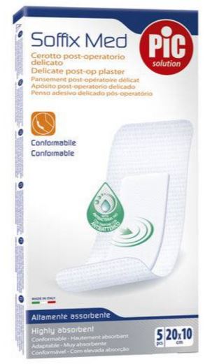 CEROTTO PIC SOFFIX MED IN TNT CON TAMPONE CENTRALE ASSORBENTE STERILE MONOUSO 10X20 CM ANTIBATTERICO 5 PEZZI - Farmacia Artemisia di Montecuollo Dott. Angelo snc