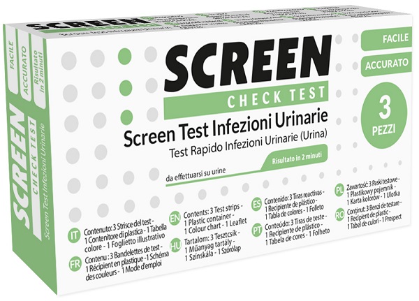 SCREEN TEST LEUCOCITI SANGUE NITRITO E PROTEINA URINA SCREEN TEST INFEZIONI VIE URINARIE 3 PEZZI - Farmacia Artemisia di Montecuollo Dott. Angelo snc