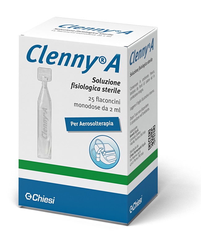 CLENNY A SOLUZIONE FISIOLOGICA STERILE PER AEROSOLTERAPIA 25 FLACONCINI MONODOSE DA 2 ML - Farmacia Artemisia di Montecuollo Dott. Angelo snc