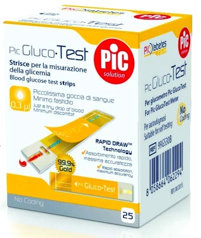 STRISCE MISURAZIONE GLICEMIA PIC GLUCOTEST 25 PEZZI - Farmacia Artemisia di Montecuollo Dott. Angelo snc