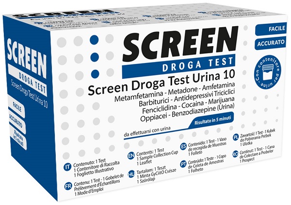 SCREEN DROGA TEST 10 DROGHE TEST ANTIDROGA CON CONTENITORE URINA - Farmacia Artemisia di Montecuollo Dott. Angelo snc