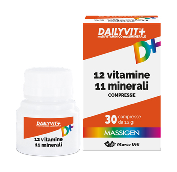 MASSIGEN DAILYVIT 12 VITAMINE 11 MINERALI 30 COMPRESSE RIVESTITE - Farmacia Artemisia di Montecuollo Dott. Angelo snc