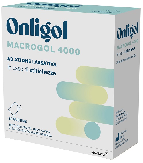 ONLIGOL MACROGOL 4000 20 BUSTINE 10 G SENZA ZUCCHERO - Farmacia Artemisia di Montecuollo Dott. Angelo snc