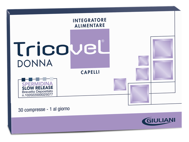 TRICOVEL DONNA INTEGRATORE ALIMENTARE CON NUTRIENTI SPECIFICI PER CAPELLI 30 COMPRESSE - Farmacia Artemisia di Montecuollo Dott. Angelo snc