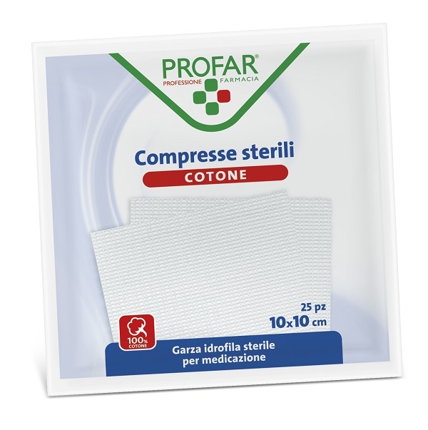 GARZA IDROFILA PROFAR COMPRESSA STERILE 10X10 CM 25 PEZZI - Farmacia Artemisia di Montecuollo Dott. Angelo snc