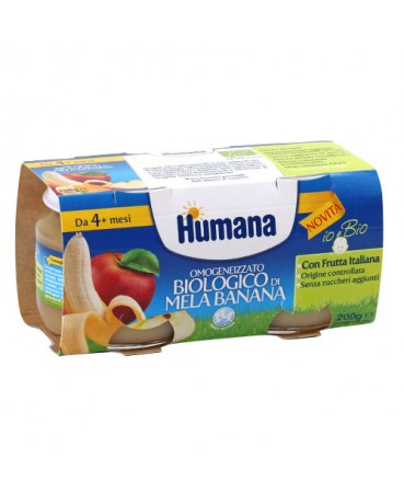 HUMANA OMOGENEIZZATO MELA/BANANA BIO 2 VASETTI 100 G - Farmacia Artemisia di Montecuollo Dott. Angelo snc