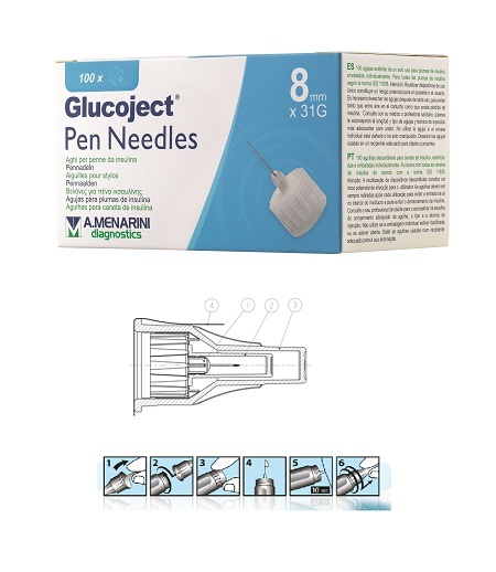 AGO PER PENNA DA INSULINA GLUCOJECT LUNGHEZZA 8 MM GAUGE 31 100 PEZZI - Farmacia Artemisia di Montecuollo Dott. Angelo snc