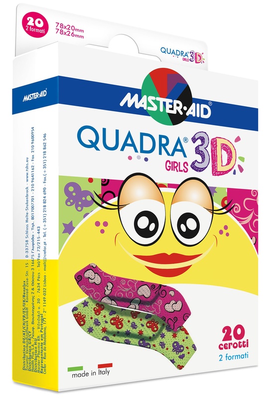 CEROTTO MASTER-AID QUADRA 3D GIRLS 20 PEZZI ASSORTITI - Farmacia Artemisia di Montecuollo Dott. Angelo snc