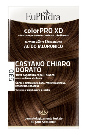 EUPHIDRA COLORPRO XD 530 CASTANO CHIARO DORATO GEL COLORANTE CAPELLI IN FLACONE + ATTIVANTE + BALSAMO + GUANTI - Farmacia Artemisia di Montecuollo Dott. Angelo snc