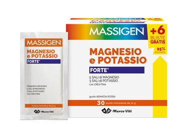 MASSIGEN MAGNESIO E POTASSIO FORTE 24 BUSTINE + 6 GRATIS - Farmacia Artemisia di Montecuollo Dott. Angelo snc