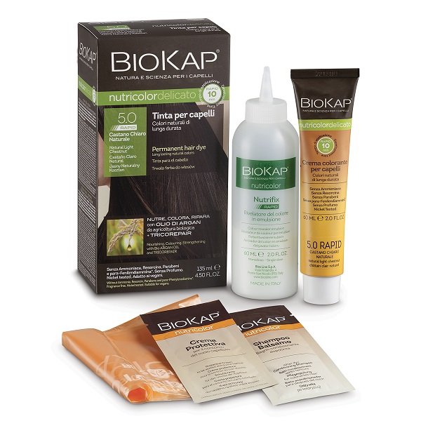 BIOS LINE  BIOKAP NUTRICOLOR DELICATO RAPID TINTA 5,0 CASTANO CHIARO NATURALE 135 ML - Farmacia Artemisia di Montecuollo Dott. Angelo snc