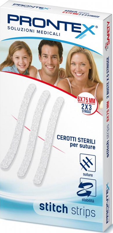 PRONTEX STITCH STRIPS 6X75 10 PEZZI - Farmacia Artemisia di Montecuollo Dott. Angelo snc