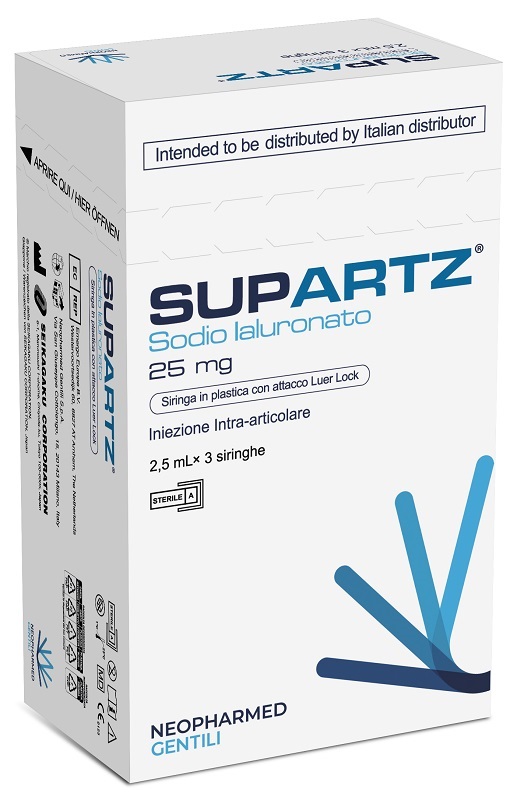 SIRINGA PRERIEMPITA INTRA-ARTICOLARE SUPARTZ ACIDO IALURONICO 25 MG 2,5 ML 3 PEZZI - Farmacia Artemisia di Montecuollo Dott. Angelo snc