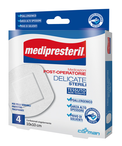 MEDICAZIONE POST OPERATORIA MEDIPRESTERIL DELICATA TNT 10X10CM 5 PEZZI - Farmacia Artemisia di Montecuollo Dott. Angelo snc