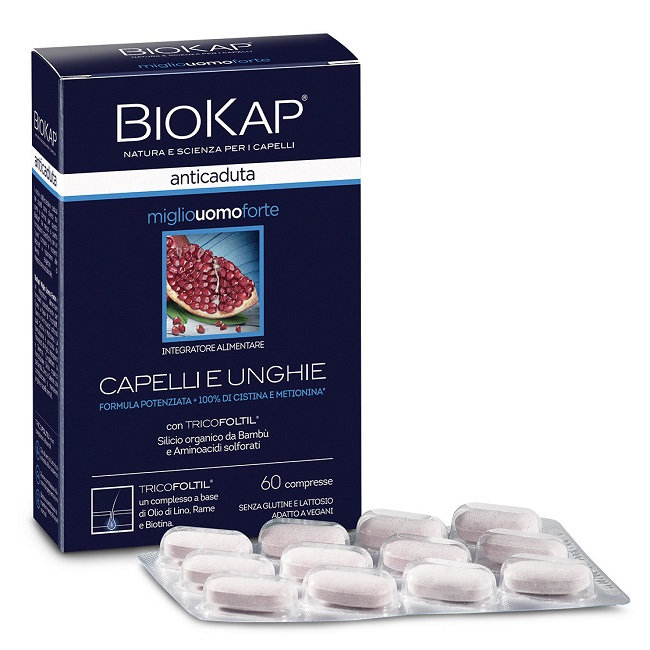 BIOKAP ANTICADUTA MIGLIO UOMO FORTE CON TRICOFOLTIL 60 COMPRESSE - Farmacia Artemisia di Montecuollo Dott. Angelo snc