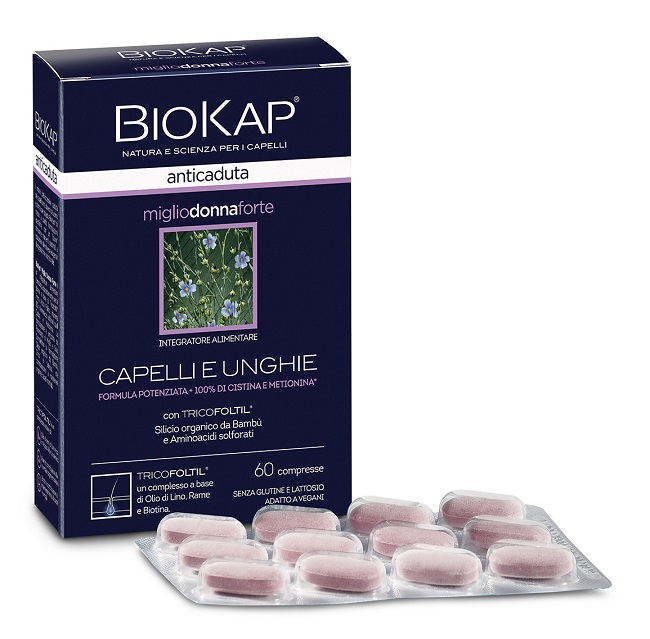 BIOKAP ANTICADUTA MIGLIO DONNA FORTE CON TRICOFOLTIL 60 COMPRESSE - Farmacia Artemisia di Montecuollo Dott. Angelo snc