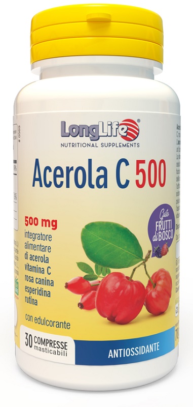 LONGLIFE ACEROLA C500 FRUTTI DI BOSCO 30 COMPRESSE MASTICABILI - Farmacia Artemisia di Montecuollo Dott. Angelo snc