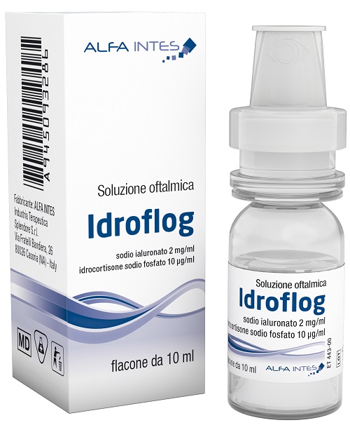SOLUZIONE OFTALMICA IDROFLOG ACIDO IALURONATO 2 MG/ML E IDROCORTISONE SODIO FOSFATO 10 MCG/ML 10 ML - Farmacia Artemisia di Montecuollo Dott. Angelo snc
