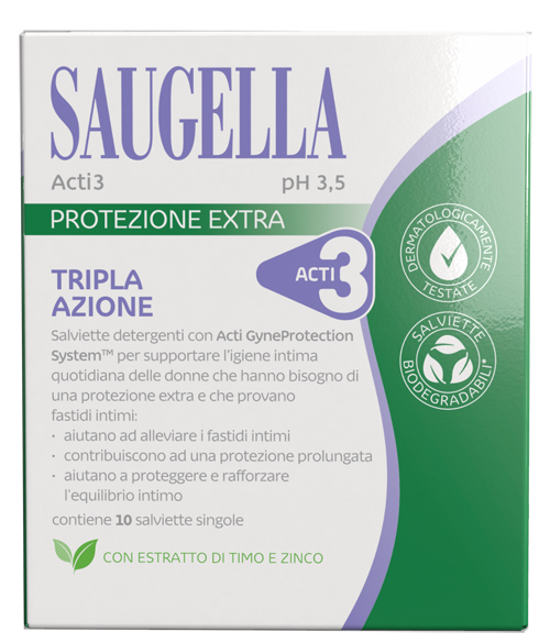 SAUGELLA ACTI3 SALVIETTINE 10 PEZZI - Farmacia Artemisia di Montecuollo Dott. Angelo snc
