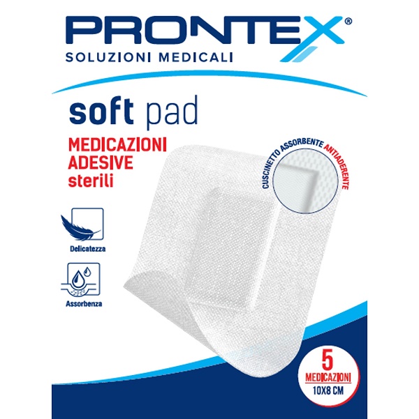 MEDICAZIONE ADESIVA STERILE PRONTEX SOFT PAD 10X8 CM 5 PEZZI - Farmacia Artemisia di Montecuollo Dott. Angelo snc