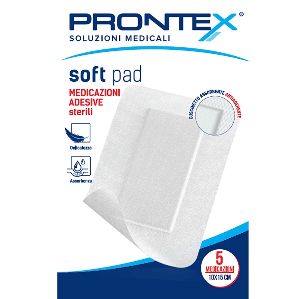 MEDICAZIONE ADESIVA STERILE PRONTEX SOFT PAD 10X15 CM 5 PEZZI - Farmacia Artemisia di Montecuollo Dott. Angelo snc