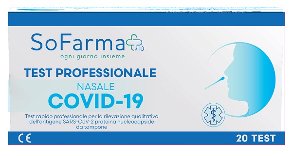 TEST ANTIGENICO RAPIDO COVID-19 SOFARMAPIU' NASALE RILEVAZIONE QUALITATIVA ANTIGENI SARS-COV-2 IN TAMPONI NASALI 20 PEZZI USO PROFESSIONALE - Farmacia Artemisia di Montecuollo Dott. Angelo snc