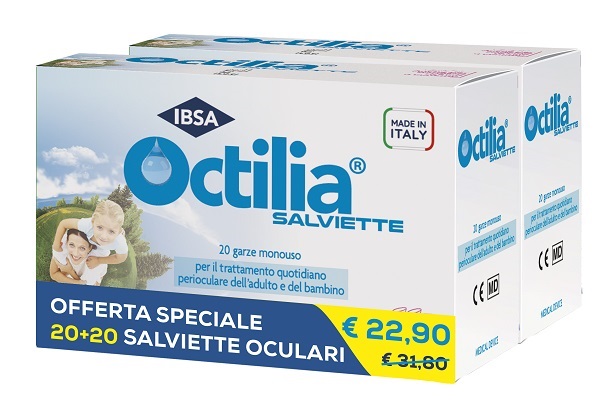 SALVIETTE PERIOCULARI OCTILIA BIPACK 20+20 GARZE MONOUSO - Farmacia Artemisia di Montecuollo Dott. Angelo snc