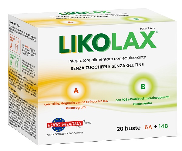 LIKOLAX 6 BUSTINE A 5 G GUSTO AGRUMI + 14 BUSTINE B 3 G GUSTO NEUTRO SENZA GLUTINE - Farmacia Artemisia di Montecuollo Dott. Angelo snc