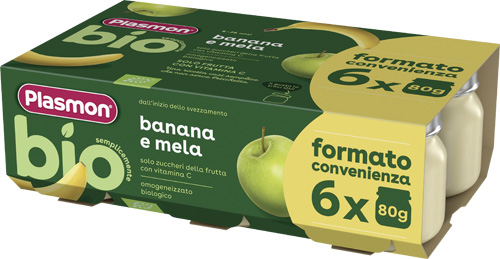 PLASMON BIO OMOGENEIZZATO BANANA E MELA 6 PEZZI DA 80 G - Farmacia Artemisia di Montecuollo Dott. Angelo snc