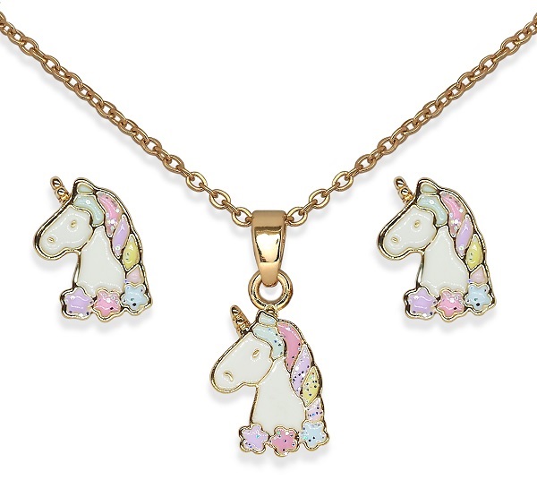 BJS014 PARURE QUEEN UNICORN GOLD PLATED - Farmacia Artemisia di Montecuollo Dott. Angelo snc