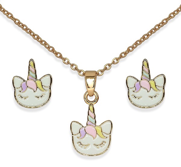 BJS015 PARURE THOUGHTFUL UNICORN GOLD PLATED - Farmacia Artemisia di Montecuollo Dott. Angelo snc