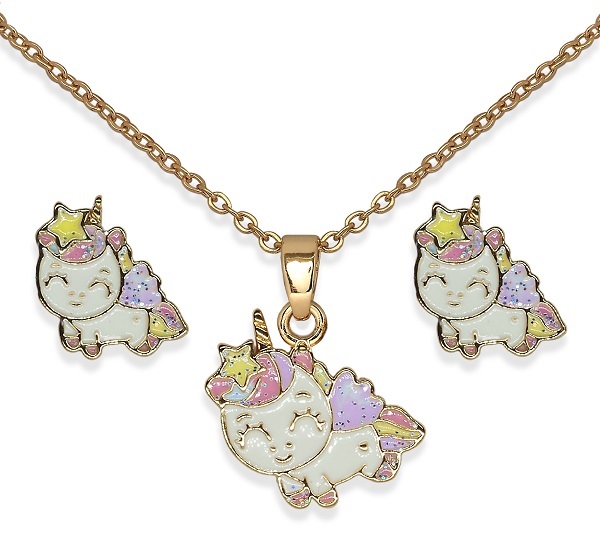 BJS016 PARURE HAPPY UNICORN GOLD PLATED - Farmacia Artemisia di Montecuollo Dott. Angelo snc