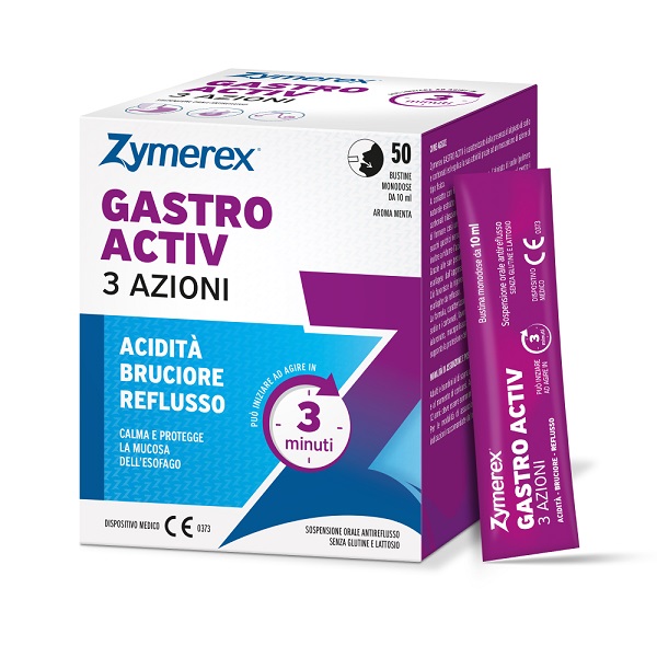 ZYMEREX GASTRO ACTIV 3 AZIONI 50 BUSTINE DA 10 ML AROMA MENTA SENZA GLUTINE SENZA LATTOSI - Farmacia Artemisia di Montecuollo Dott. Angelo snc