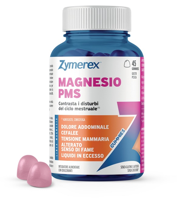 ZYMEREX MAGNESIO PMS 45 GUMMIES GUSTO PESCA CON EDULCORANTI SENZA ZUCCHERI SENZA GLUTINE SENZA LATTOSIO - Farmacia Artemisia di Montecuollo Dott. Angelo snc
