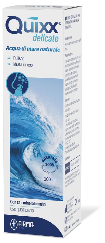 SOLUZIONE SPRAY PER IRRIGAZIONI NASALI QUIXX DELICATE ACQUA MARINA ISOTONICA 100 ML - Farmacia Artemisia di Montecuollo Dott. Angelo snc