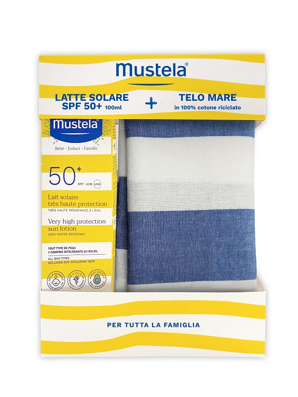 MUSTELA LATTE SOLARE 100 ML + TELO MARE - Farmacia Artemisia di Montecuollo Dott. Angelo snc